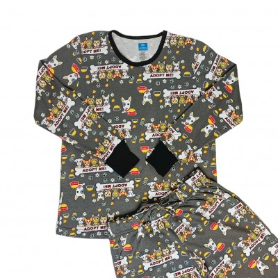 Pijama Glow Adopt me gris niña manga larga